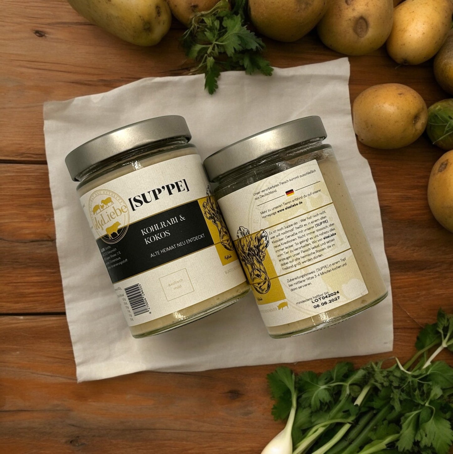 Kleine Genussbox mit Suppe und Leberwurst